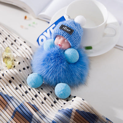 Fur Pendant Sleeping Baby Backpack Pendant