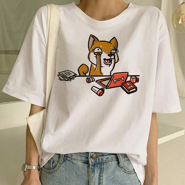 Fashion Shiba Inu Dog Round Neck T-shirt