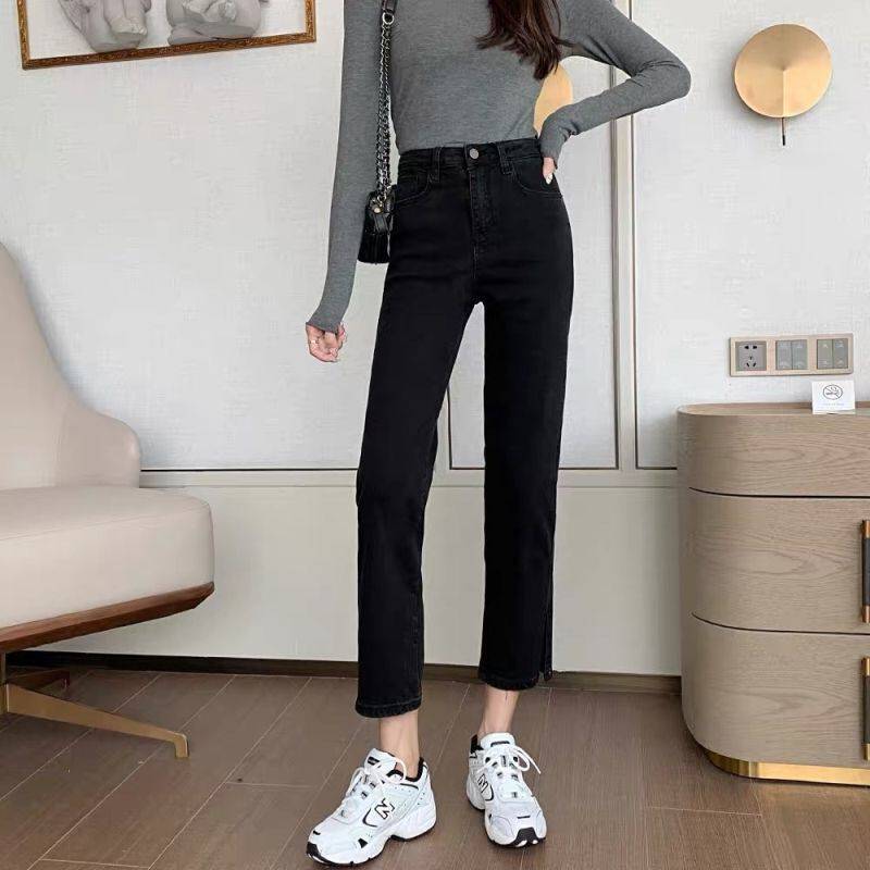 Fashion Thin Split Straight-leg Jeans