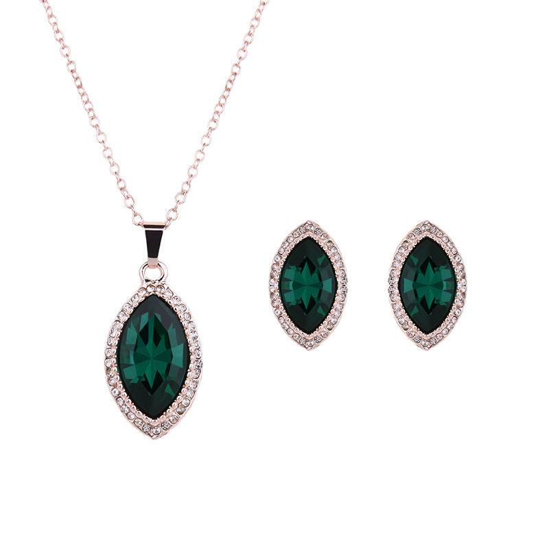 Full Rhinestone Drop Necklace And Earring Sets