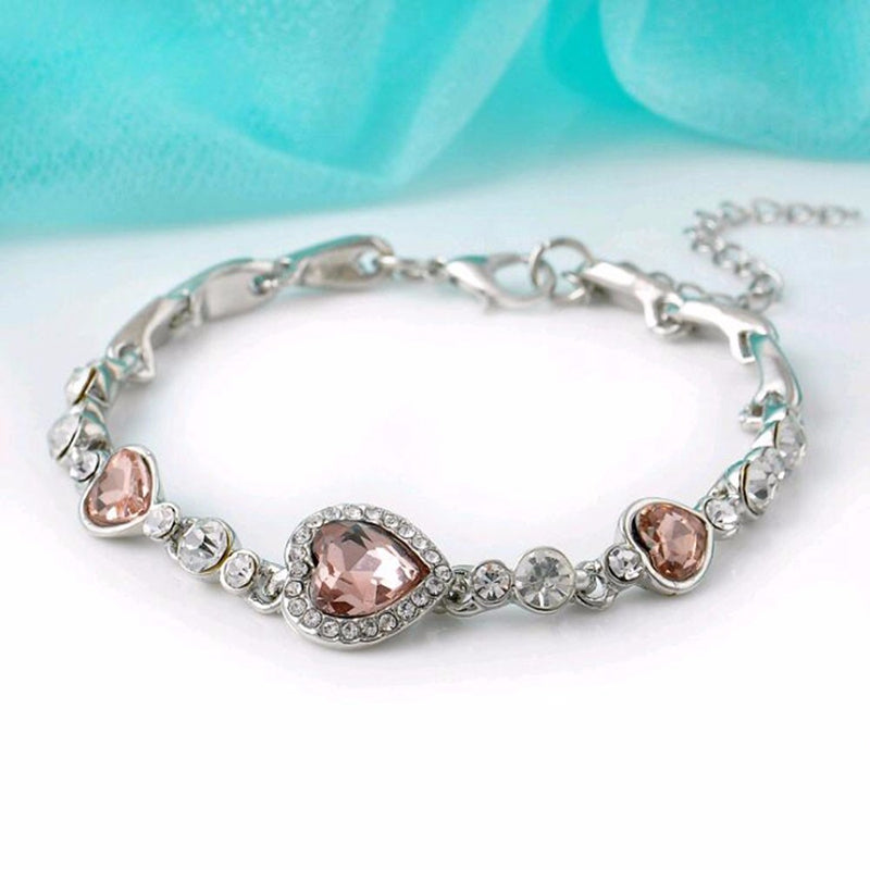 Heart-shaped Crystal Diamond Bracelet