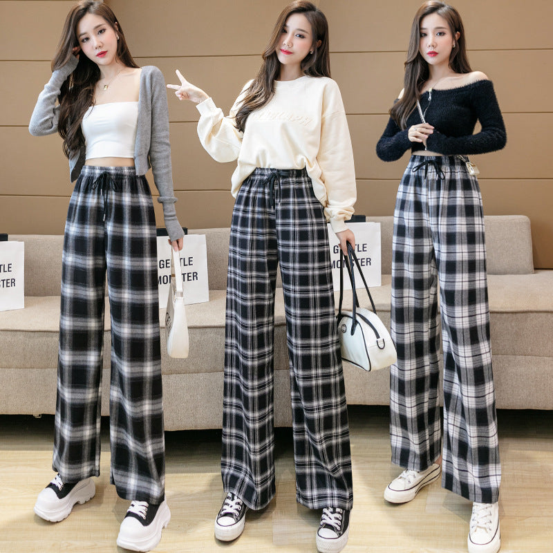 High Waist Loose Straight Drape Net Red Casual Pants Wide Leg Pants