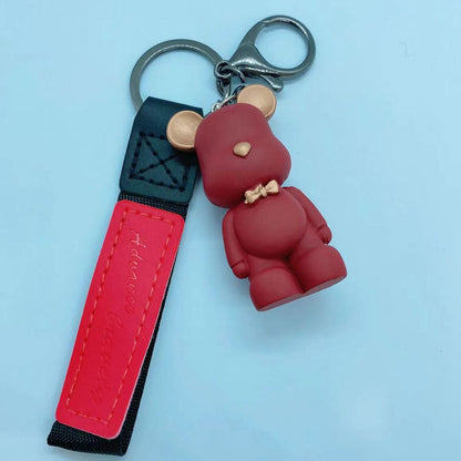 Resin Bow Tie Bear Doll Keychain