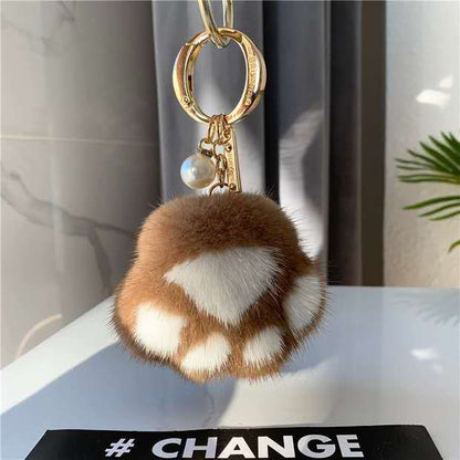 Cat's Claw Fur Ornaments Real Plush Bag Car Key