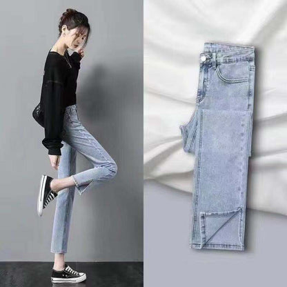 Fashion Thin Split Straight-leg Jeans