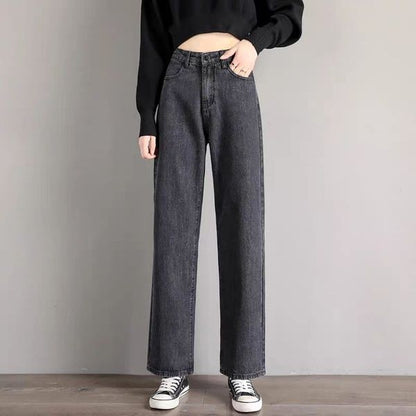 High Waist Jeans Straight Tube Loose