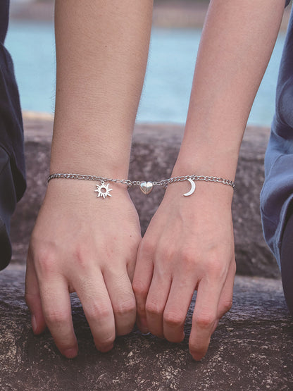 Stainless Steel Sun And Moon Bracelet