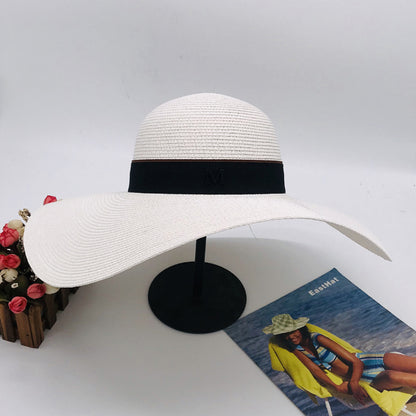 Seaside Travel Sunshade Sunscreen White Big Brim Hat