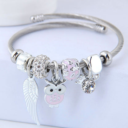 Angel Wings Pendant Stainless Steel Bracelet