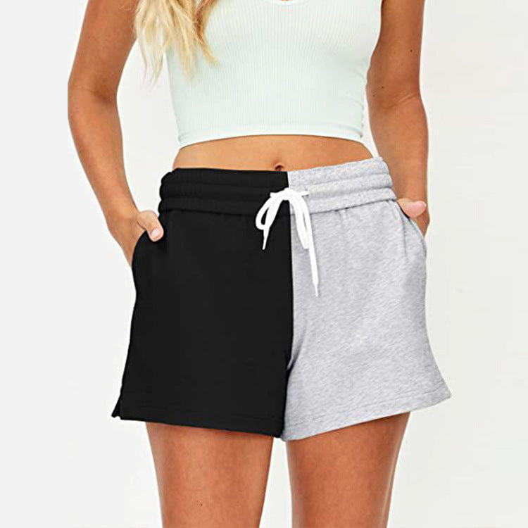 Asymmetric Paneling Lace-up High Waist Sports Shorts