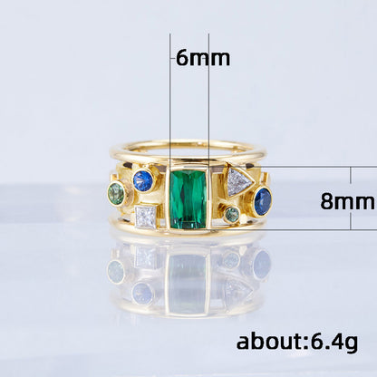 Gold Inlaid Green Zircon Ring With Jewelry