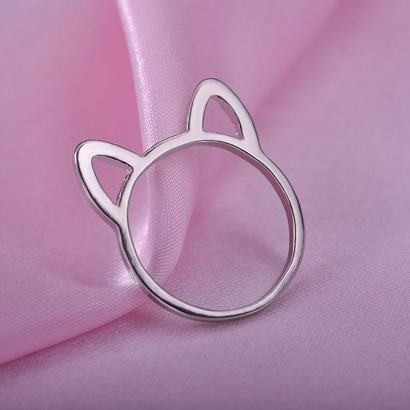 Ms. Cat Ring Green Alloy Plating Kitten Ring