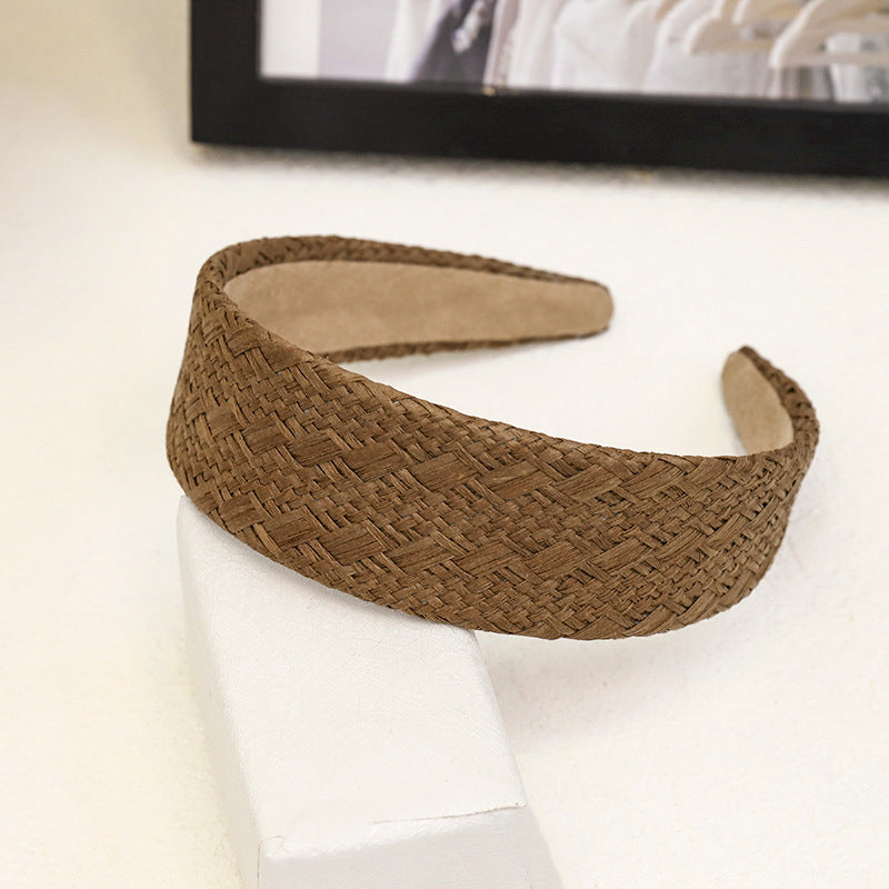 Fashion Headband Simple Solid Color Raffia