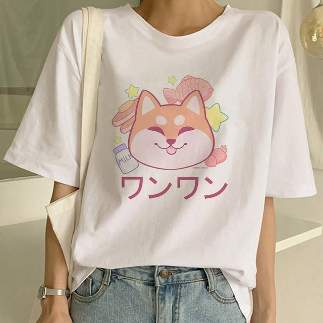 Fashion Shiba Inu Dog Round Neck T-shirt