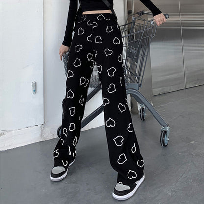 High Waist Wide Student Casual Pants