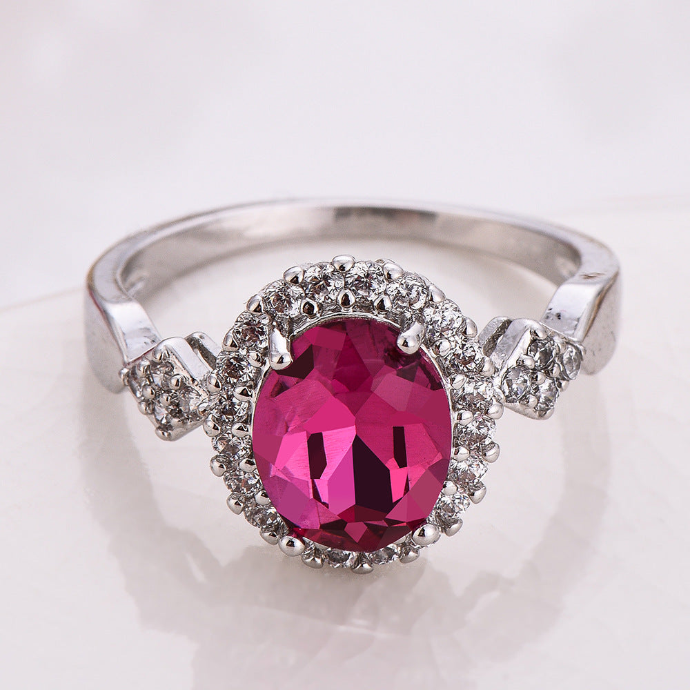 Fashion Temperament Red Crystal Jewelry Ring