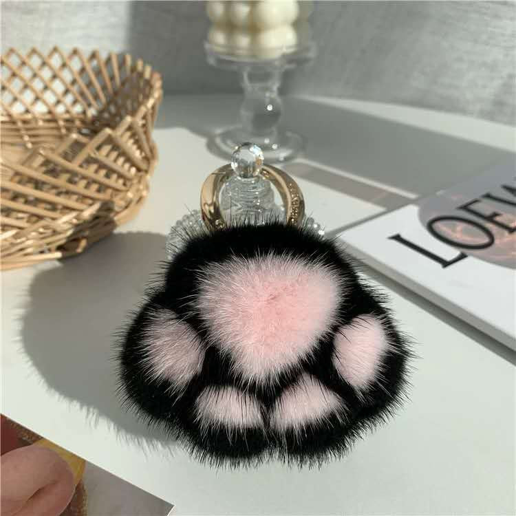 Cat's Claw Fur Ornaments Real Plush Bag Car Key