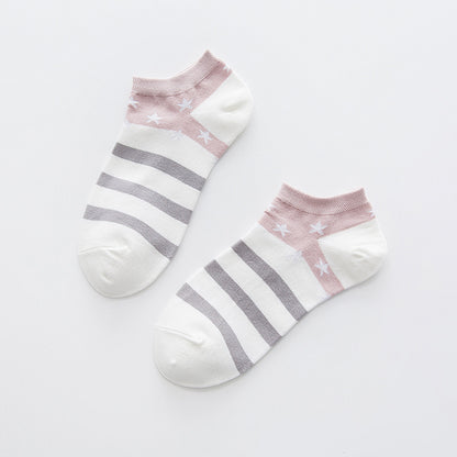 Star Stripe Breathable Low-cut Invisible Cotton Socks