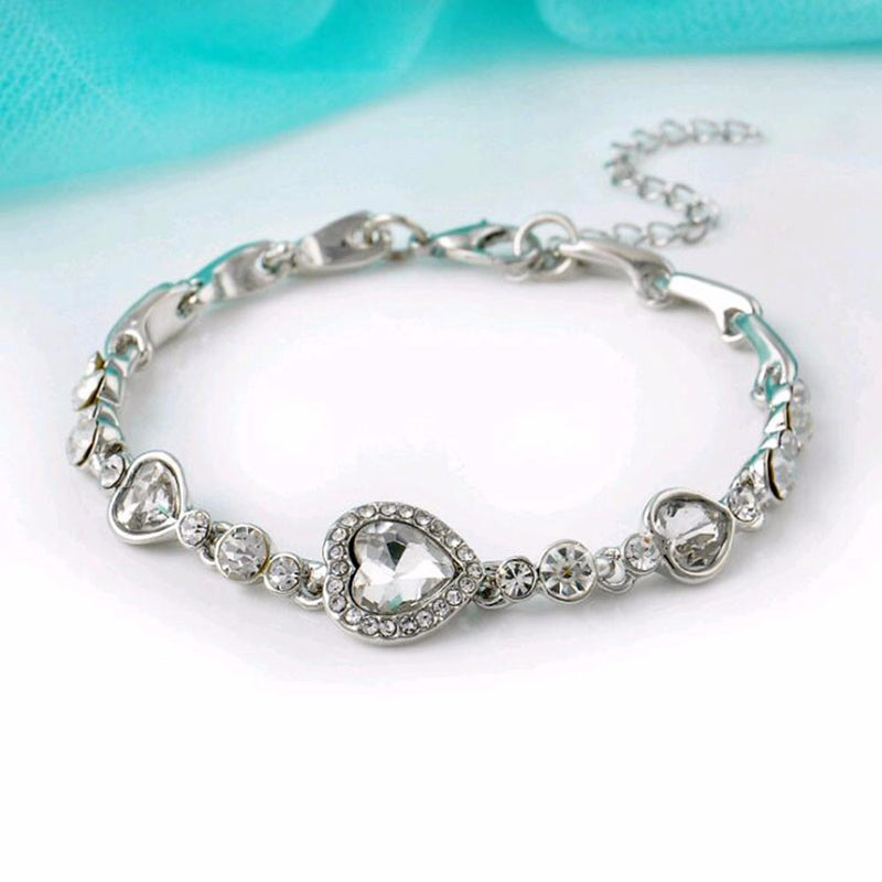 Heart-shaped Crystal Diamond Bracelet