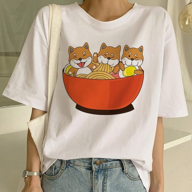 Fashion Shiba Inu Dog Round Neck T-shirt